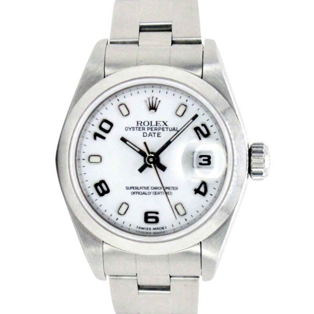 Rolex Datejust White IndexArabic Dial Stainless Steel Smooth Oyster Watch 79160